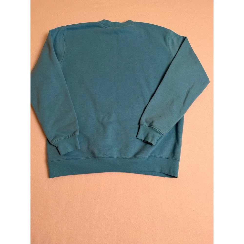 King Universal Teal Blue Embroidered Peacock Sweatshirt Crewneck Mens Medium